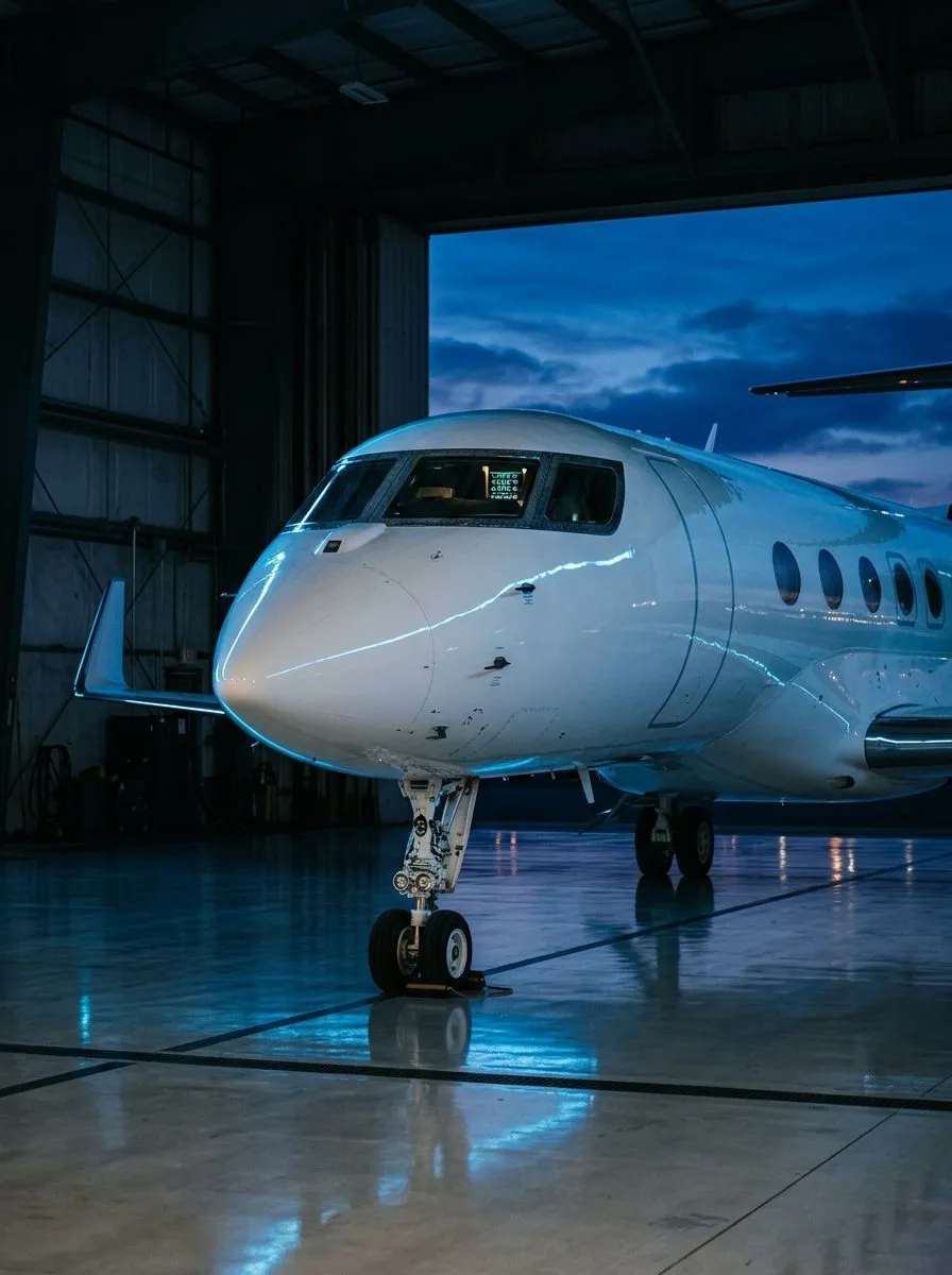 Business Jet im Hangar